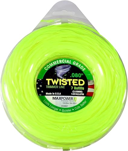 338807 Filo decespugliatore in copolimero 2.0mm 42 Metri Quadrato Ritorto, Giallo Neon - Honorern