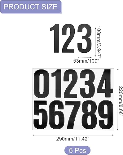 5 Fogli Numeri Civici in Vinile, 4 Pollici Adesivi Numeri Impermeabili per Cassette Postali, Insegne, Finestre, Porte, Numeri Civici, Nero - Honorern