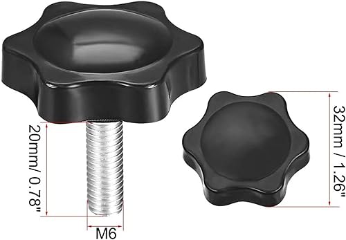 TOP-VIGOR Pomello a vite di bloccaggio a forma esagonale, 6 pezzi, M6 x 50 mm, diametro 25 mm, testa in plastica, maniglia con filettatura maschio - Honorern