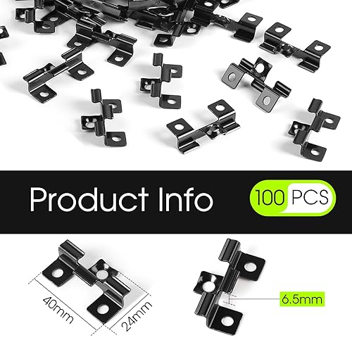WPC clips 100 clip di fissaggio Acciaio inox di fissaggio per terrazze 6,5mm Clip per pavimenti in composito Fissaggio nascosto Clip di fissaggio in acciaio Campo di serraggio 8/9/10 mm, Nero - Honorern