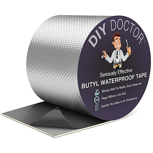 DIY Doctor Nastro in Butilene 100mm x 5m – Nastro Impermeabile in Alluminio per Perdite sul Tetto – Sigillante Resistente per Esterni - Honorern