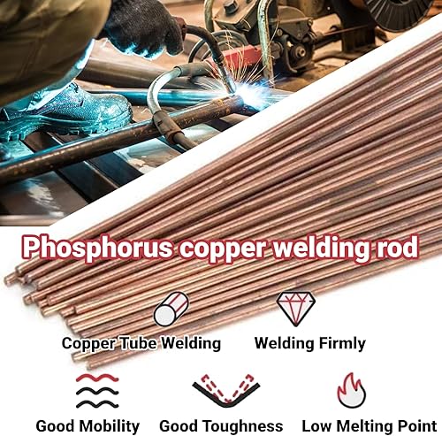 Bacchette per Saldatura da 20 Pezzi, Materiali di Consumo per Saldatori a Barra di Rame Fosforo Tondo per Frigoriferi di Condizionatori D'aria, con Prestazioni Stabili - Honorern
