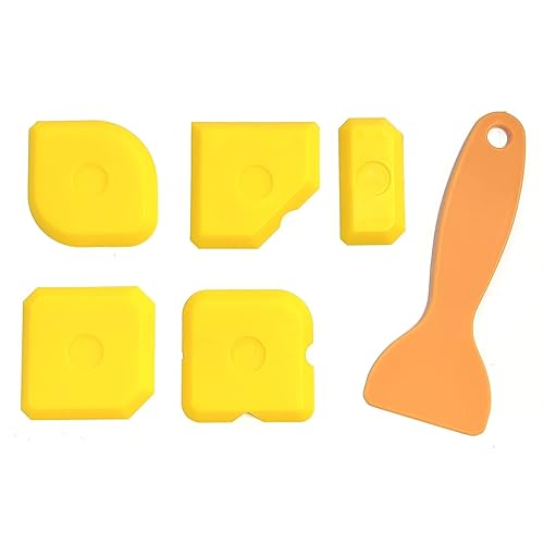 Set di 6 raschietti, sigillante siliconico giallo liscio, levigatrice per giunti, bordatrice per applicatore di contorno, kit raschietto per cucina - Honorern