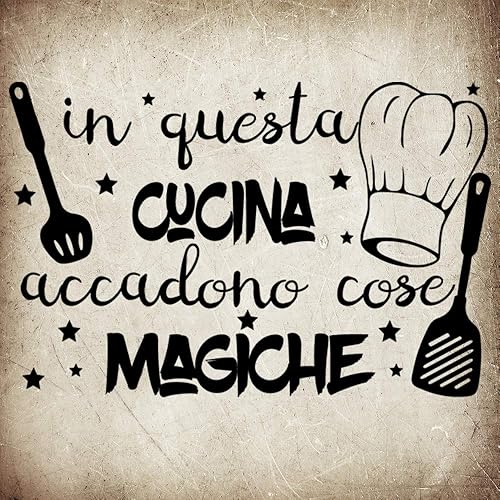 Adesivo da parete in vinile con frase in italiano 'IN QUESTA CUCINA' adesivi murali frasi in italiano citazione, decorazione da parete, Wall Stickers, Art Sticker Decal Mural DC-18031 - Honorern