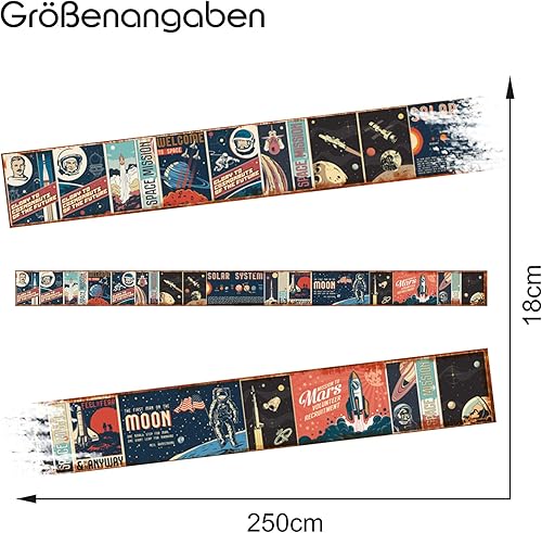 Graz Design W004 - Adesivo da parete in stile vintage, motivo 'Old School', 2,5 m x 18 cm, decorazione da parete per soggiorno, cucina, W004 (n. 1 Food 1) - Honorern