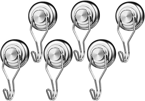 Wukong 6 Pezzi Ganci Magnetici Potente, 20mm Calamita Neodimio Ganci Altalena, 13KG(28LB) Calamite Piccole Rotonde, Gancio Magnetico per Cucina, Magazzino e Esterno - Honorern