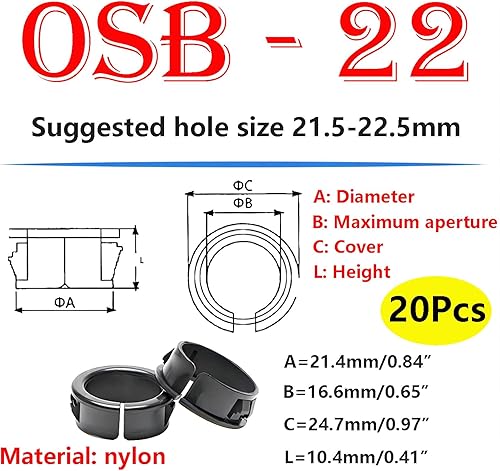20 Pz Passacavi in Plastica, Passacavo Copriforo Organizer, 10mm Passacavo Plastica, Passacavi Rotondo, Anelli di Tenuta in Plastica Passacavi - Honorern