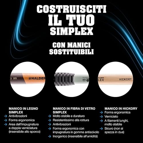 Halder 3017.051 50: 40 Mallet W/oversize morbida gomma blu & Superplastic Face inserti, - Honorern