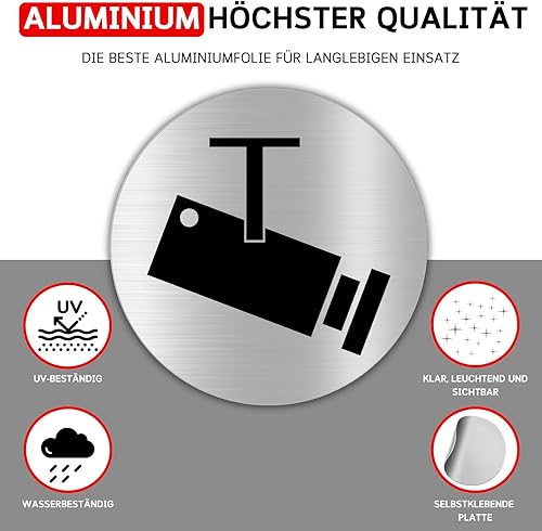 Targa da doccia autoadesiva – spessore 0,6 mm – Diametro Ø 100 mm – Targhetta WC in alluminio – Cartello doccia – Cartello autoadesivo – (doccia di segnale) - Honorern