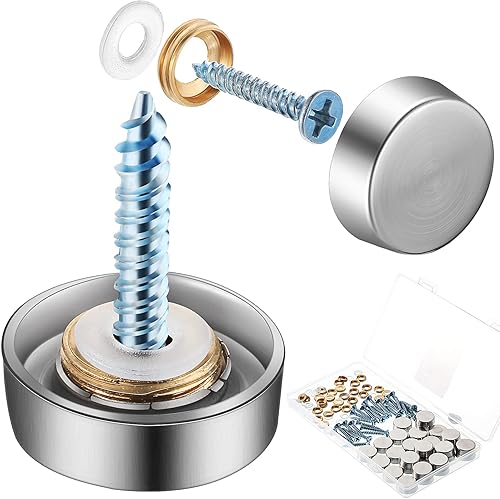 32 Pezzi Tappo Decorativo per Viti a Specchio Coperchio a Vite in Acciaio Inossidabile Elementi di Fissaggio per Specchietti, Segno di Pubblicità Hardware, Chiodi, Costruzione - Honorern