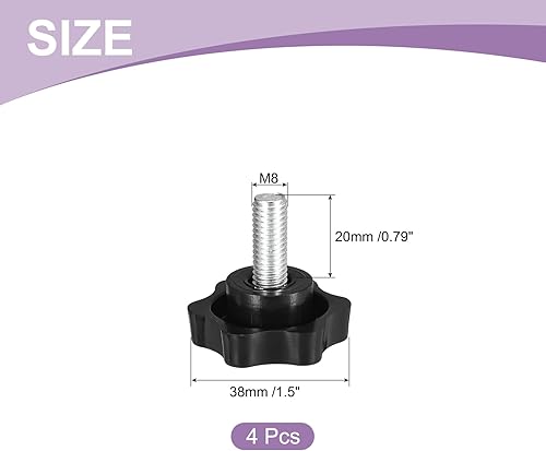 4pz M8 x 20mm Pomelli a Stella, Manopola Serraggio a Forma Esagonale Plastica Vite Manopola Ricambio Serraggio Manuale per Sostituzione Manopola Base Ombrellone - Honorern