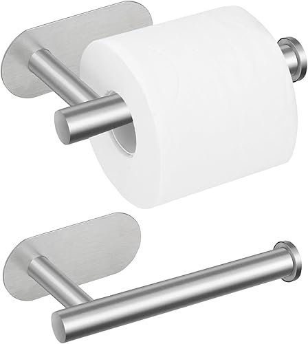 Porta Carta Igienica Adesivo Acciaio Inox 304 da 2 pezzi, Portarotolo Carta Igienica da Parete, Senza Foratura, Porta Rotoli Carta Igienica, Portarotolo da Muro per Toilette Cucina Bagno Lavatoio - Honorern