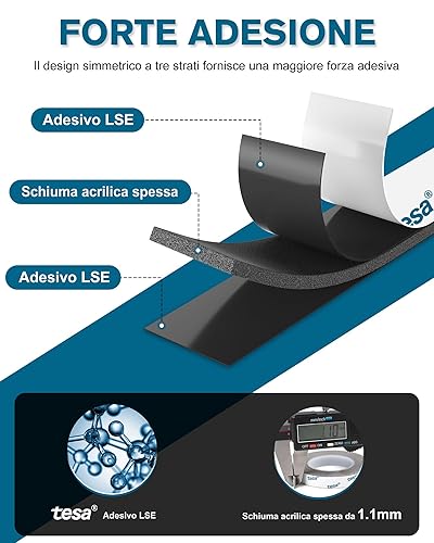 EMITEVER Nastro Biadesivo Extra Forte 6311— 3 m X 10mm Biadesivo,Impermeabile, Resistente Alle Alte Temperature, Adatto per la Decorazione Automobilistica e Domestica - Honorern