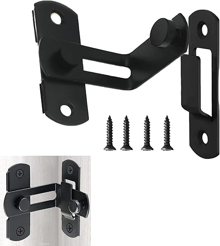 Serratura Porta 90 Gradi Fibbia per Porta Inossidabile Acciaio, Scorrevole Fienile chiavistello porta per Finestra Mobili e WC Chiusura Scorrevole Porta Maniglia Armadietto Barn porta(nero) - Honorern