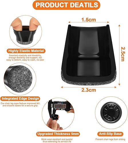 Coprigambe per Sedie, 40 Pezzi Gommini in Silicone, Feltrini Rotondi per Mobili, Sgabelli, Tavoli, Divani - Protezione da Rumore e Graffi (Misura: 14-20 mm) - Honorern