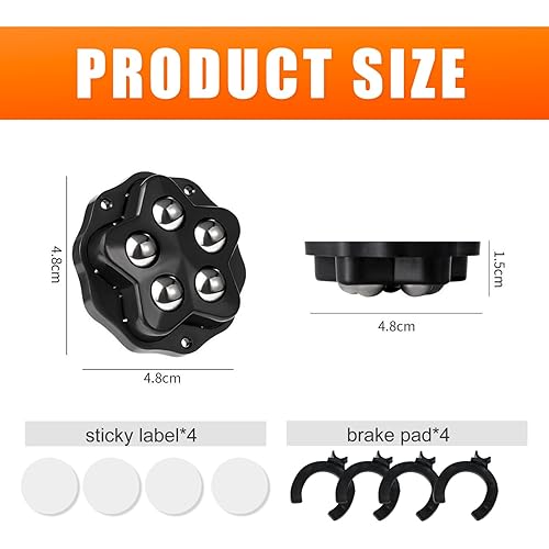 4 Pezzi Ruote per Spostare Mobili, Ruote Adesive 360 gradi Per Cestini, Armadietti, Comodini, Piccoli Frigoriferi,Capacità di Peso 240 kg, (Nero, Diametro 4.8 cm) - Honorern