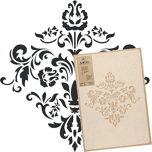 Riutilizzabile stencil da parete in plastica//ORNAMENTO DAMASCO //Art Craft Mylar template (45x65cm) - Honorern