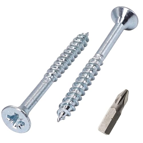 SKIR'CO (300 pezzi) Viti in acciaio zincato, 4,0 x 40 mm, per legno argento, viti per truciolato, filettatura parziale, testa svasata Pozidriv - Honorern