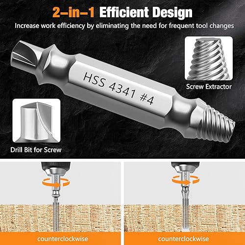 Nuovoware Set di estrattori per viti danneggiate, 6 PCS strumenti per viti spanate, dadi e bulloni, kit di estrattori multiuso HSS 4341, ideale per il fai da te e le riparazioni domestiche, Argento - Honorern