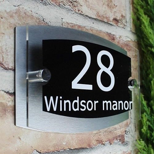 Targhetta esterna moderna acrilica numero di porta indirizzo segno casa effetto vetro # 01 (grigio) - Honorern