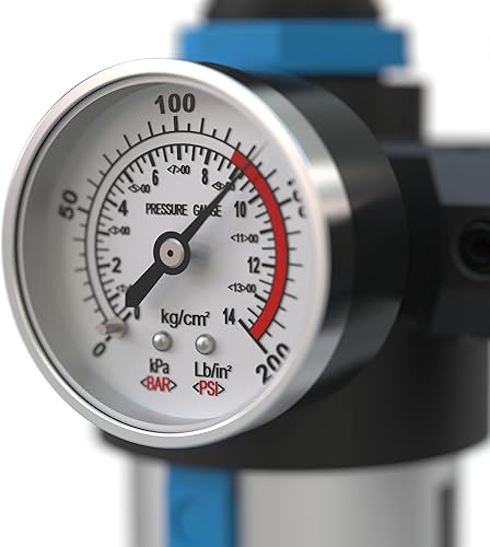 Güde Unità di manutenzione 1/2 (filettatura di collegamento IG 1/2', massima pressione di esercizio 10 bar, montaggio a un compressore, regolazione della pressione di esercizio, pulisce, filtra e olio - Honorern