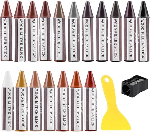 DEWEL Kit Riparazione Parquet,18 Ritocco Legno Cera Stick,Pennarello per Legno per Riparazione di Graffi e Fori nei Mobili in Legno (20 Pezzi) - Honorern
