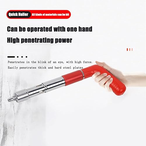 Pistola Chiodatrice Manuale con Smorzatore | 200 Chiodi Rotondi7.3mm + Kit Attrezzi per Muri/Soppalchi, 5 Livelli Regolabili per Calcestruzzo (Design Portatile Professionale)​ - Honorern