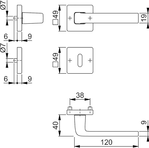 Hoppe H-Dublin Maniglia con rosetta, ad angolo, in alluminio anodizzato color argento, 3796075 - Honorern
