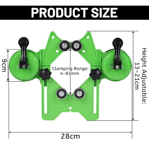 Localizzatore di Fori Regolabile 4-83 mm con Doppia Ventosa, Posizionatore di Apertura, Guida per Sega a Tazza, Portatile Taglierina Diamantata per Ceramica, Piastrelle, Vetro, Marmo e Vetro - Honorern