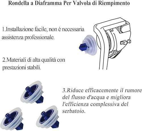 Membrana di Sigillo della Valvola di Riempimento per WC, Compatibile con Geberit Impuls 380 o 360, Include 3Membrana di Ricambio. - Honorern