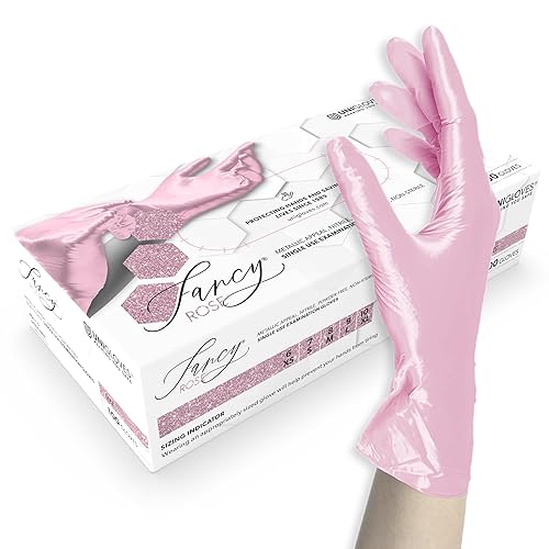Guanti in nitrile FANCY Rose – Guanti monouso non sterili, senza lattice, senza talco – per uso alimentare • Protezione da virus, funghi e batteri (L (8-9) - Honorern