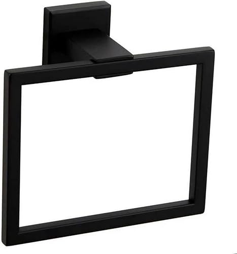 Portasciugamani ad anello quadrato in acciaio inossidabile per bagno Vanity Towel Hanging Ring Porta asciugamani per bagno Porta asciugamani da parete - Anello per asciugamani nero - Honorern