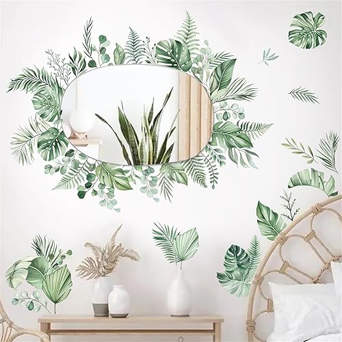 Adesivi Murali Foglie Verdi Adesivi da Parete Palma Foglie Piante Verdi Eucalipto Foglia Decorazione Murale Camera da Letto Soggiorno Ufficio - Honorern