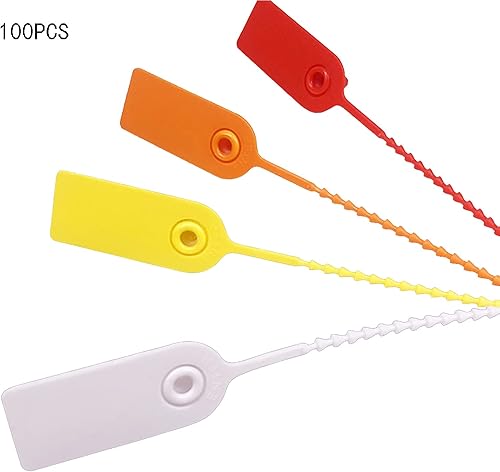 100 Pz Etichette Fascette Plastica, Fascetta Multicolore di Plastica, Plastica Sigilli Sicurezza Etichette, Fascette Plastica, Fascette Anticontraffazione per Abbigliamento e Logistica (5 Colori) - Honorern