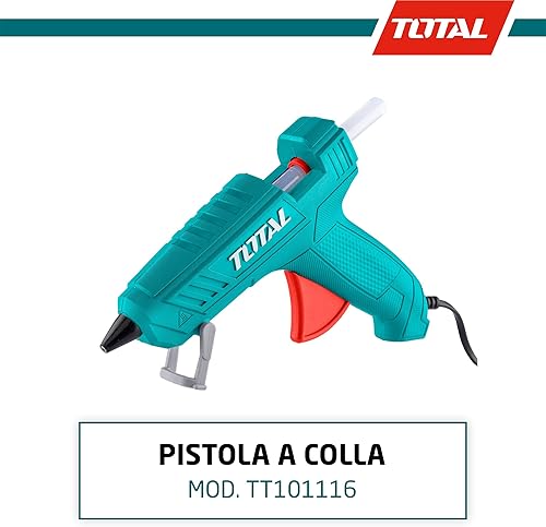 TOTAL - Pistola per colla a cavo con potenza da 100 W | Riscaldamento rapido | Diametro 11,2 mm | Ideale per falegnameria e artigianato | Include 2 bastoncini di colla - Honorern