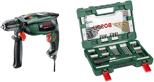 Bosch Home and Garden Universal Impact 800 Trapano Battente, Funzione Kickback Control + 91 Pezzi di punte e bit V-Line in titanio (per legno, pietra metallo) - Honorern