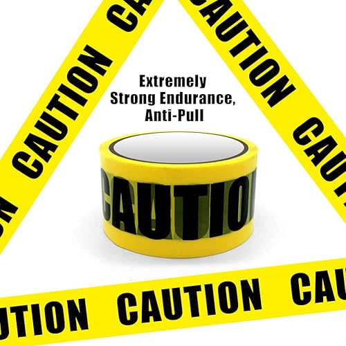 Nastro di avvertimento giallo, CAUTION nastro di sicurezza con testo in grassetto nero, pericolo di distanza per aree di pericolo sul posto di lavoro, decorazioni di Halloween, 4,8cm*25m Selfadesivo - Honorern