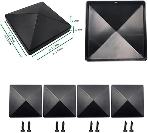 Tappi per pali da recinzione, colore nero, 10 x 10 cm, in plastica, per proteggere la recinzione in legno da esterni (4 pezzi) - Honorern