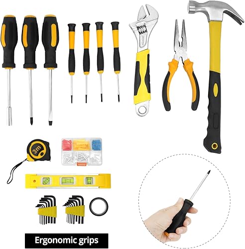 Cassetta Attrezzi Completa, Valigetta Attrezzi 140 Pezzi, Cassetta Attrezzi con Cacciavite e Chiave Inglese, per Edilizia e Casa - Honorern