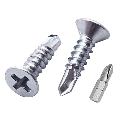 Confezione da 500 viti DIN 7504 P in acciaio zincato da 3,5 x 13 mm, viti autoperforanti per lamiera, testa svasata Phillips (PH), autofilettanti (500, 3,5 x 13 mm) - Honorern