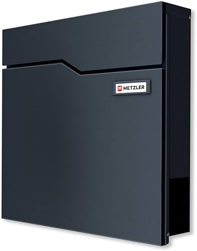 Hoffmann - Cassetta delle lettere in antracite RAL 7016, verniciata a polvere e con scomparto per giornali, con targhetta intercambiabile, cassetta postale di alta qualità con targhetta per il - Honorern