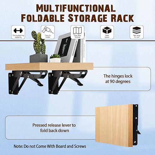 Staffa Pieghevole 400mm,2 Pezzi Staffe Pieghevoli per Tavolo a Muro,Reggimensole Pieghevoli Pesanti In Metallo,Supporto per Mensole Pieghevole,per Garage,Ufficio,Tavolo,Parete - Honorern