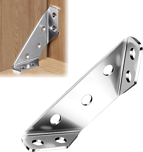 Squadrette Angolari, Staffe Angolari in Acciaio Inox, 24 pezzi, Angolo in Metallo con 140 viti, Staffe Angolari in Acciaio Inox, per Mobili, Sedie, Tavoli,Finestre, staffe angolari - Honorern