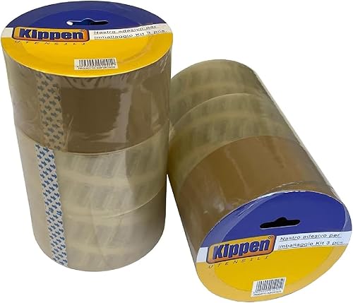 9004KS - 2 Confezioni da 3 Rotoli di Nastro da Imballaggio Ultra Resistente. Dimensioni: 48mmX40Mt - Honorern