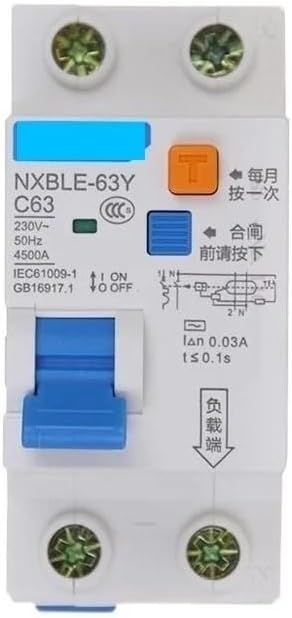 Magnetotermico,Interruttore Magnetotermico Interruttore differenziale di sicurezza 16A 63A 10mA 30mA 1P+N RCCB RCD 230V Interruttore differenziale elettronico Interruttore di sicurezza(10mA 1P 1N,20A) - Honorern