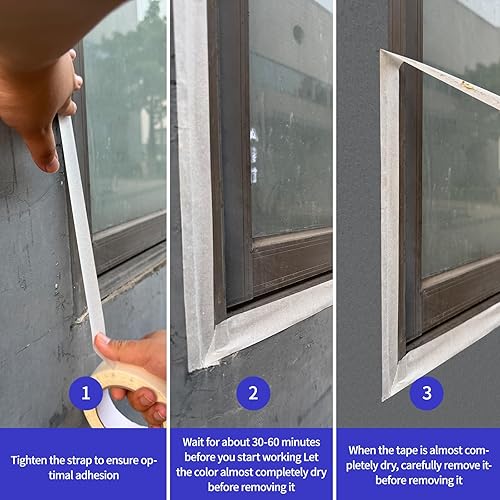 Nastro per Mascheratura Standard, Nastro Adesivo, Nastro in Carta per Mascheratura, Rimozione Senza Residui per 2 Giorni, Senza Solventi, per Mascheratura Pittura e Imbiancatura 50m x 30mm - Honorern