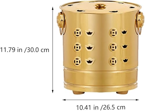 Angoily Ciotola Sbavante Inceneritori Inceneritore Per Carta in Burn Barile: Can Fire Pit con Gancio Appeso Burning Thins Adorazione Burning Secchio D' oro Barile Barile Inceneritore - Honorern