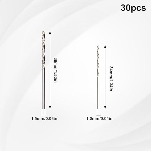 30 Pezzi Punte da Trapano Cobalto 1,5 mm 1mm HSS-CO Set Punte da trapano Professionali Punta Elicoidale per Legno, Acciaio Inossidabile, Metallo Alluminio, Ferro - Honorern