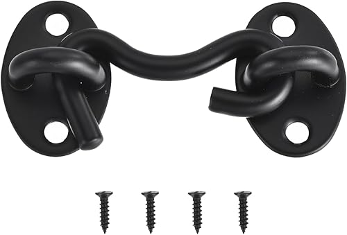 Serratura Gancio Occhiello 2' Porte Stalla Acciaio Inossidabile, Chiusura Porte Scorrevoli, Camera Letto, Bagno, Colore Nero - Honorern