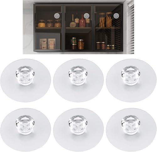 6 pomelli autoadesivi trasparenti per cassetti, a forma di diamante, senza forature, in acrilico, autoadesivi, per armadietti da cucina, per finestre - Honorern